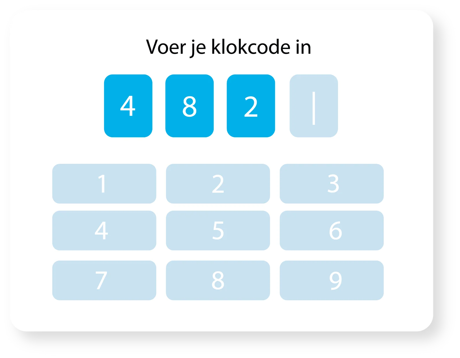 Shared clock-in tablet in Tiemdo where employees clock in with a personal 4-digit code