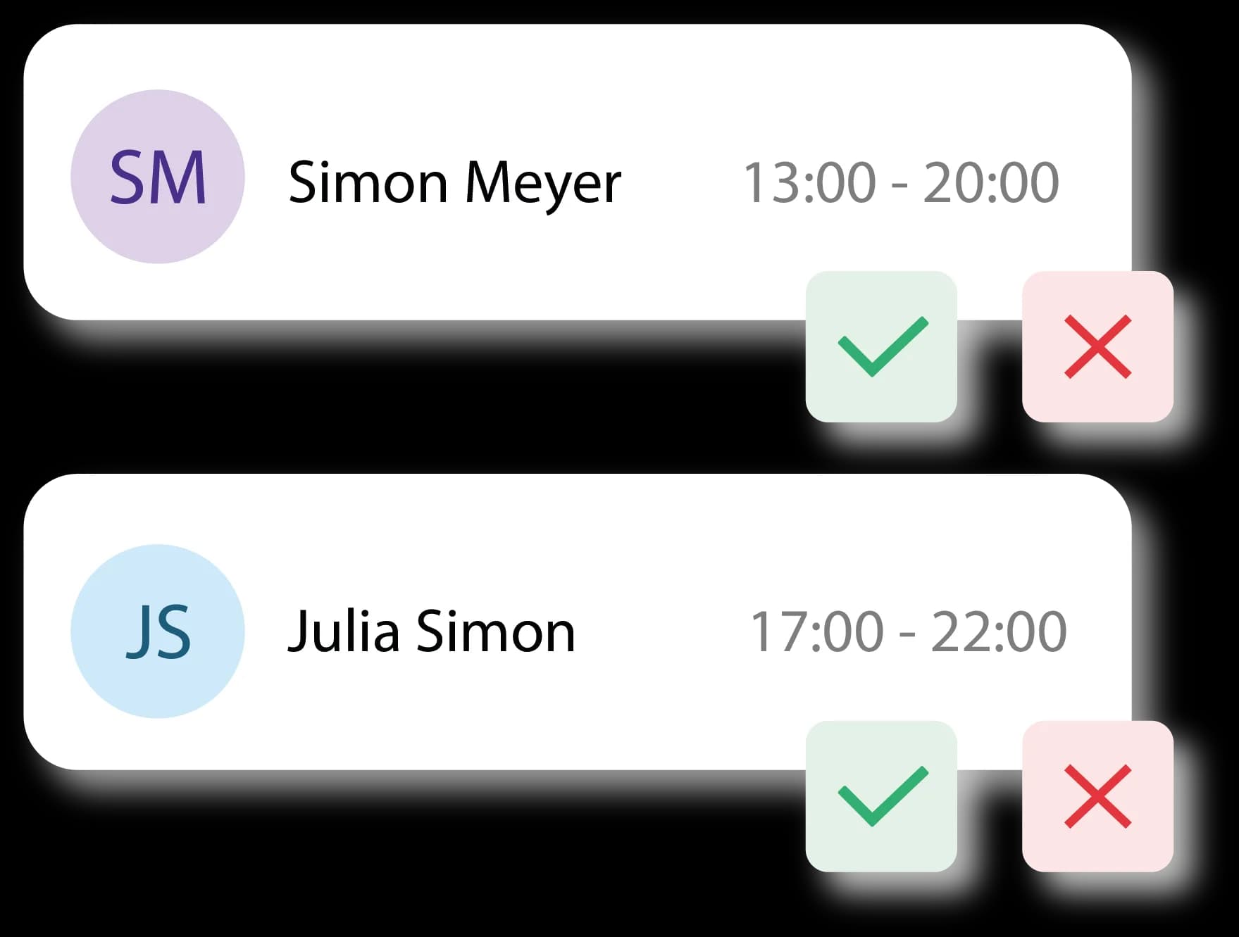 Approve or reject worked hours per employee in Tiemdo