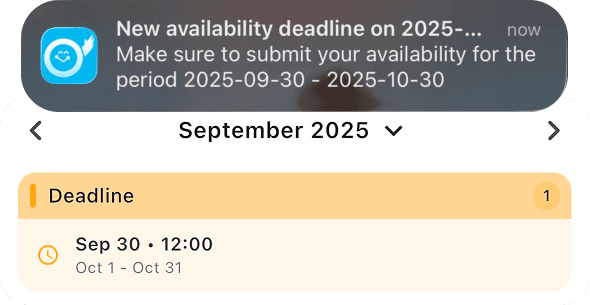 Notificatie beschikbaarheidsdeadline op telefoon