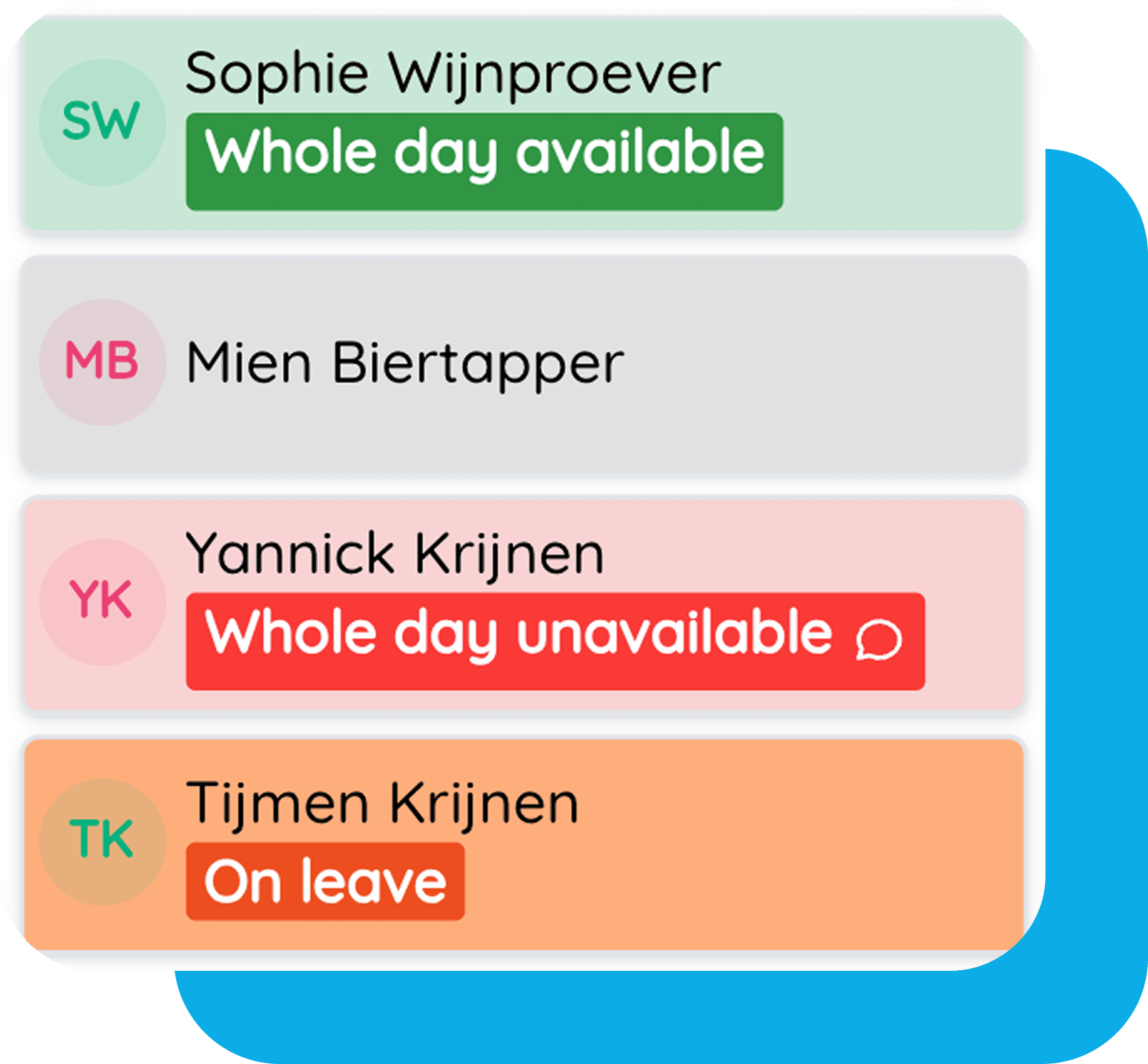 Beschikbaarheid en verlof in planner