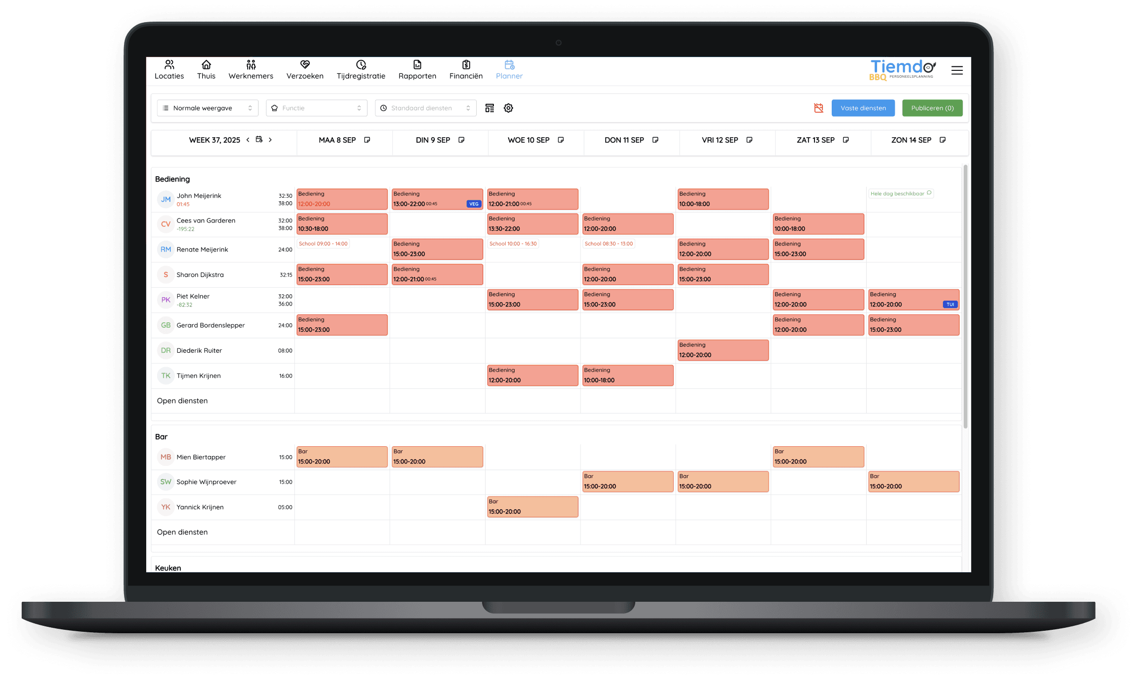 Planner dashboard op laptop